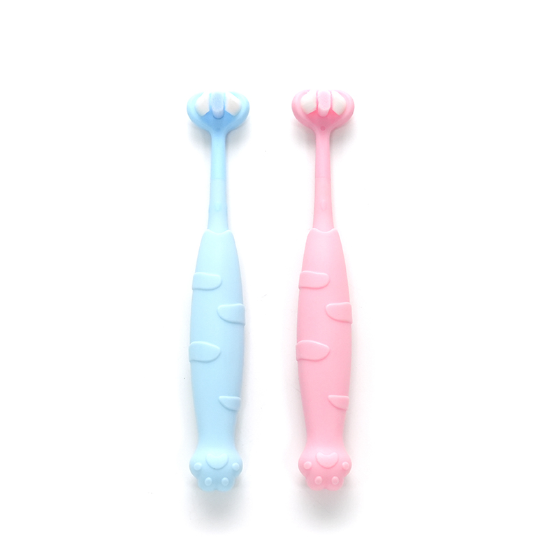 PP/TPE Cat-Claw Style Handle 3D Brushhead Ultra-fine Soft PBT Sharpened Bristle Panlinis ng Toothbrush ng mga Bata